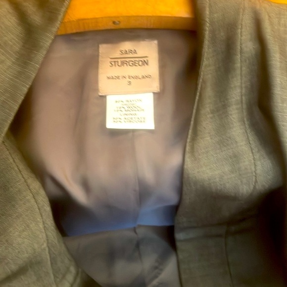 Sara Sturgeon dark green draped open front jacket. Simple, clean and refined. - Picture 4 of 6